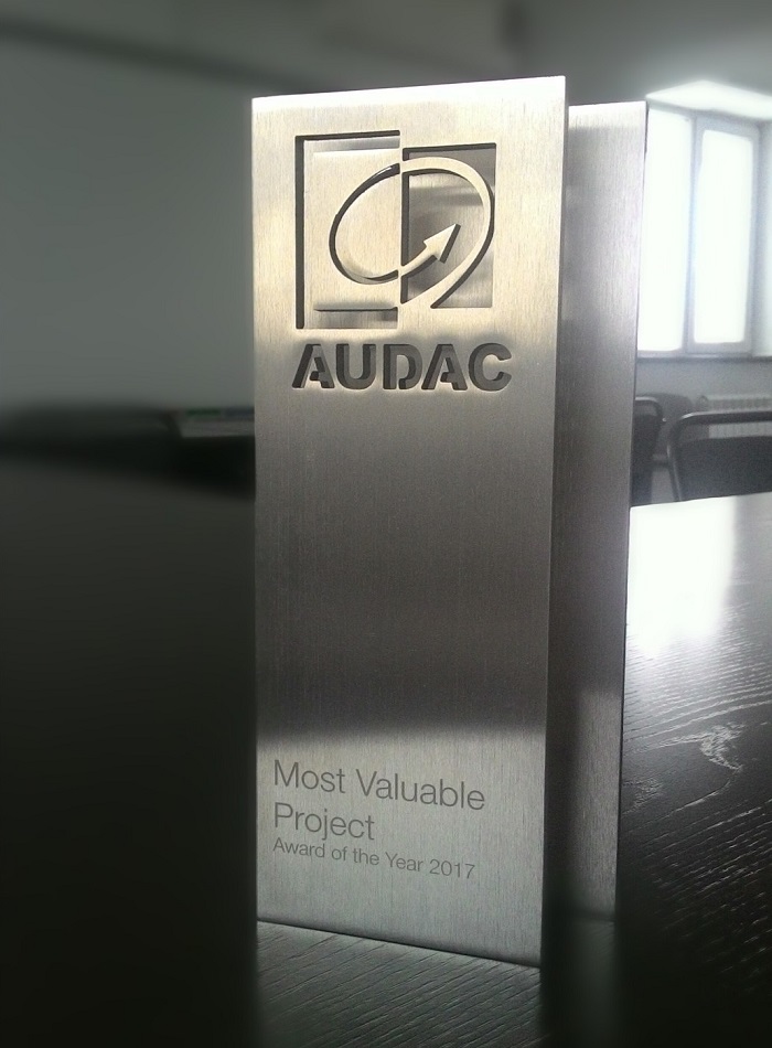 Команда STEPLine завоевала награду бельгийского производителя аудиосистем AUDAC за самый крупный проект 2016 года среди дистрибьюторов!