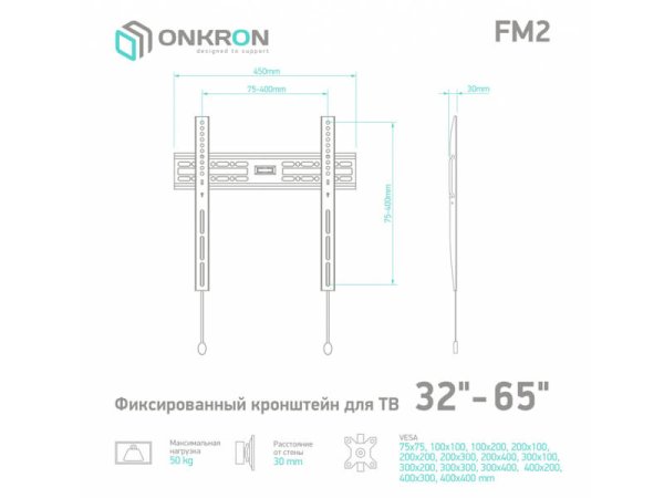 ONKRON Кронштейн FM2 ЧЕРНЫЙ — фото 7