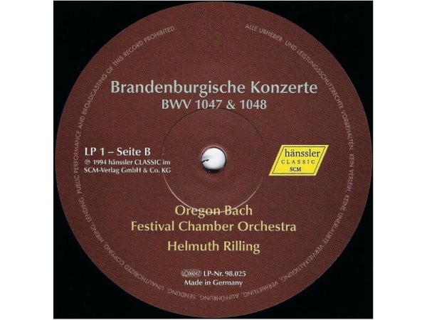 Виниловая пластинка RILLING - OREGON BACH FESTIVAL CO, BACH - BRANDENB. KONZERTE EAN:4010276026495 — фото 5