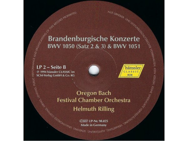 Виниловая пластинка RILLING - OREGON BACH FESTIVAL CO, BACH - BRANDENB. KONZERTE EAN:4010276026495 — фото 4