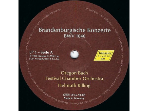 Виниловая пластинка RILLING - OREGON BACH FESTIVAL CO, BACH - BRANDENB. KONZERTE EAN:4010276026495 — фото 6
