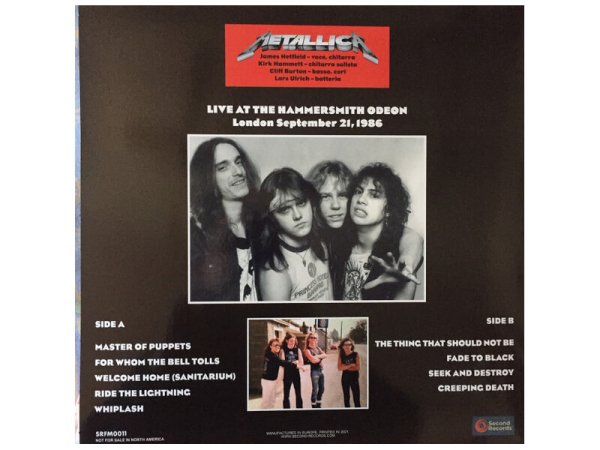 Виниловая пластинка METALLICA LIVE AT THE HAMMERSMITH ODEON 1986 (RED VINYL) EAN:9003829977387 — фото 2