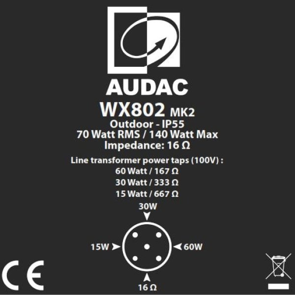 AUDAC Громкоговоритель настенный WX802/OW — фото 6