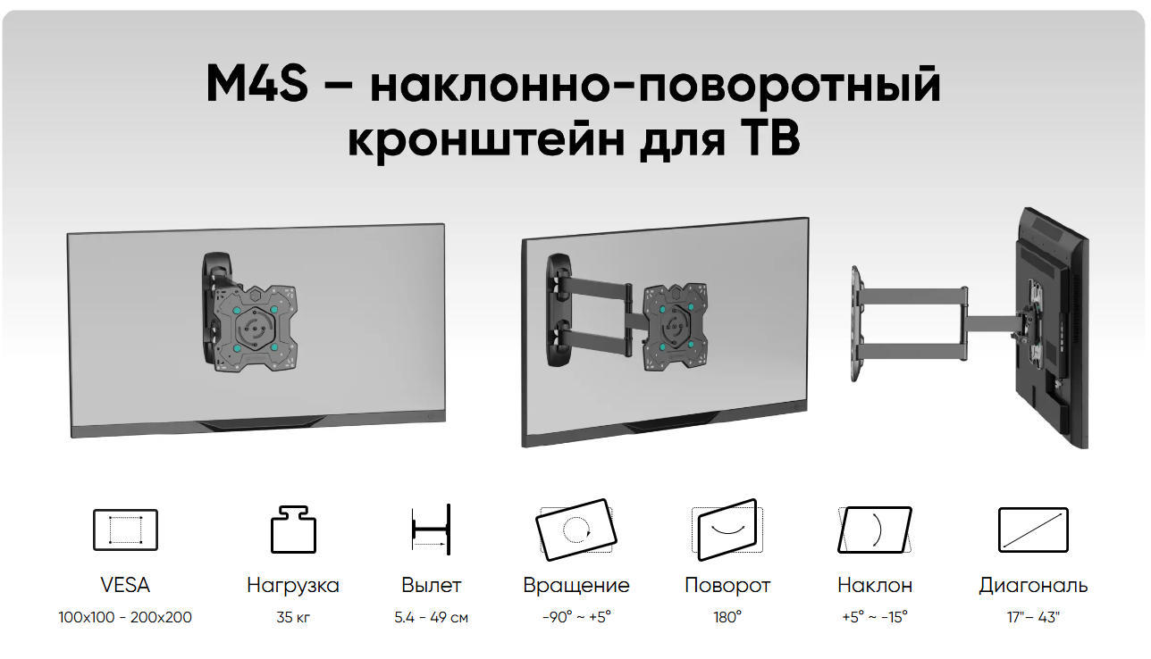 Кронштейн ONKRON M4Scn (ROTO) Черный