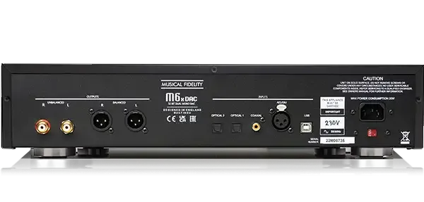Задняя панель и разъёмы Musical Fidelity M6x DAC
