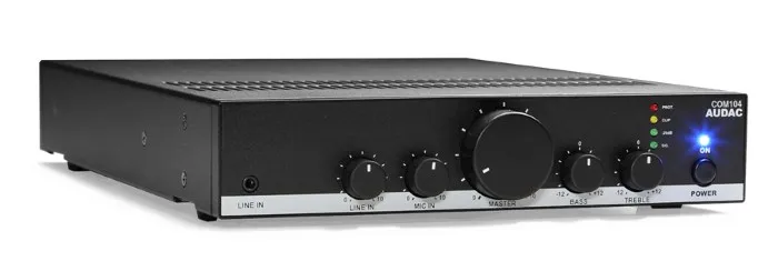 Микшеры-усилители Audac COM4 и COM108 в формате 3в1: Микшер, Предусилитель, Усилитель
